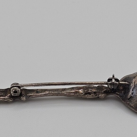 Vtg Silverplate Souvenir Collector Spoon 2.75" Cherub Angel Handle Rustic Brooch - Picture 12 of 12